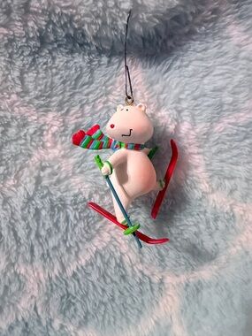 Vintage Carlton Cards Let It Snow Ornament Skiing Mouse Christmas Decor w Box